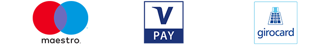 Logos von maestro, V-Pay und Girocard