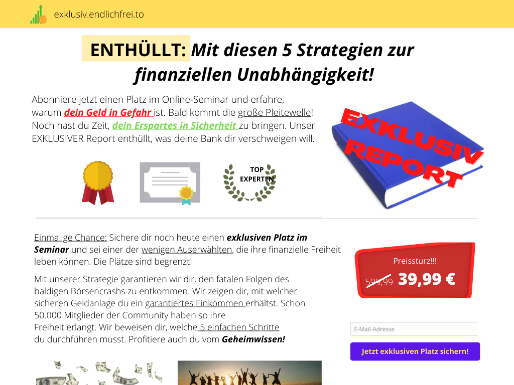 So könnte eine unseriöse Website aussehen